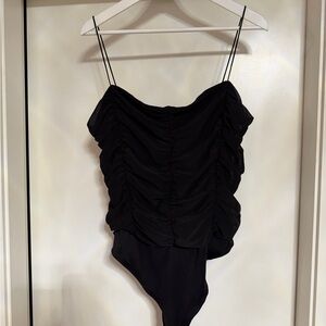 Dynamite Black Ruched Bodysuit